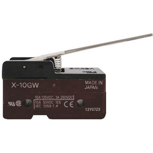 Công tắc hành trình OMRON X-10GW Hinge lever; SPDT; 10A at 125VDC; 1.08N; 49.2mm; 24.2mm; 17.45mm