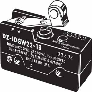 Công tắc hành trình cơ bản chuyên dụng OMRON DZ-10GW22-1B Hinge roller lever; DPDT; 10A at 250VAC; 3.92N; 49.2mm; 27.9mm; 17.45mm