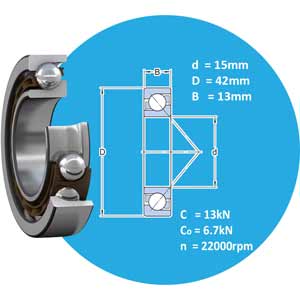 7302 BEP SKF Vòng bi cầu tiếp xúc góc 1 dãy d15