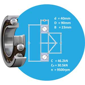 7308 BEP SKF Vòng bi cầu tiếp xúc góc 1 dãy d40