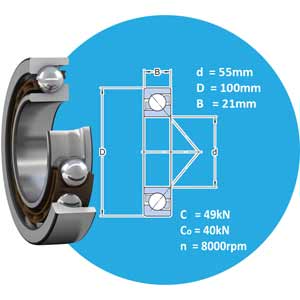 7211 BECBP SKF Vòng bi cầu tiếp xúc góc 1 dãy d55