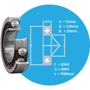 7311 BECBP SKF Vòng bi cầu tiếp xúc góc 1 dãy d55