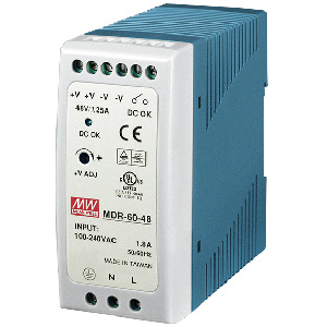 Bộ chuyển đổi nguồn 60W MDR-60 series MEAN WELL MDR-60-48 Nguồn cấp: 100...240VAC; Số đầu ra: 1; 48VDC; 1.25A; 60W; Lắp thanh ray DIN