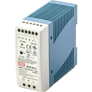 Bộ chuyển đổi nguồn 60W MDR-60 series MEAN WELL MDR-60-5 Nguồn cấp: 100...240VAC; Số đầu ra: 1; 5VDC; 10A; 50W; Lắp thanh ray DIN