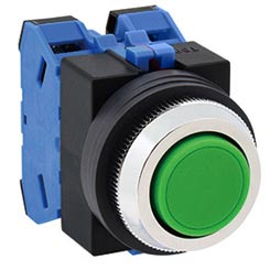 Nút ấn không đèn D25mm IDEC ABS120NG Không đèn; D25; Xanh lá; 2NO; Nhấn nhả; Round full-guard (Flush); Chất liệu vỏ: Plastic; Chất liệu vòng bezel: Metal