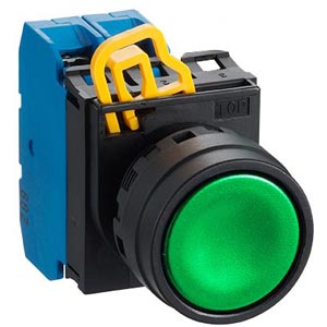 Nút nhấn nhả không đèn IDEC YW1B-M1E20G, xanh lá D22 2NO