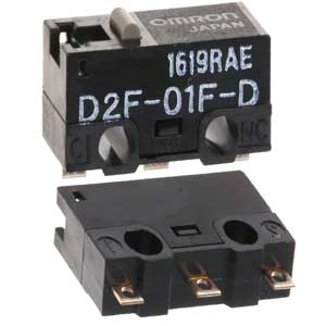 Công tắc hành trình OMRON D2F-01F-D Pin plunger; SPDT; 0.1A at 30VDC; 0.74N; 12.7mm; 6.5mm; 5.8mm