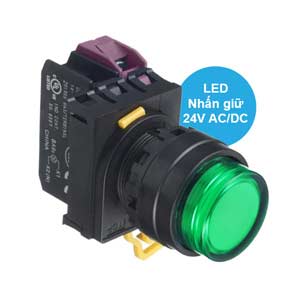 Nút nhấn giữ có đèn IDEC YW1L-A2E01Q4G 24VAC/DC D22 1NC (Xanh)