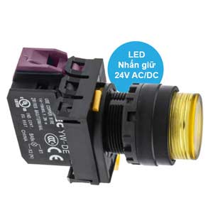 Nút nhấn giữ có đèn IDEC YW1L-A2E01Q4Y 24VAC/DC D22 1NC (Vàng)