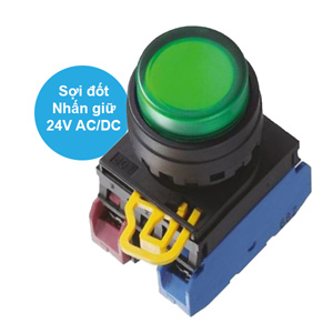 Nút nhấn giữ có đèn IDEC YW1L-A2E11Q7G 24VAC/DC D22 1NO+1NC (Xanh)