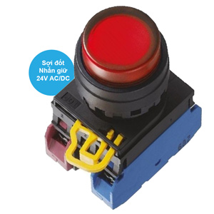 Nút nhấn giữ có đèn IDEC YW1L-A2E11Q7R 24VAC/DC D22 1NO+1NC (Đỏ)