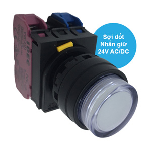 Nút nhấn giữ có đèn IDEC YW1L-A2E11Q7W 24VAC/DC D22 1NO+1NC (Trắng)