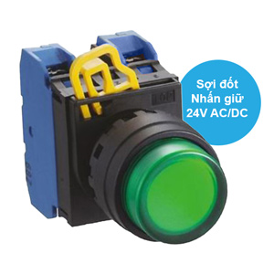 Nút nhấn giữ có đèn IDEC YW1L-A2E20Q7G 24VAC/DC D22 2NO (Xanh)