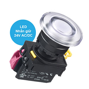 Nút nhấn giữ có đèn IDEC YW1L-A4E01Q4PW 24VAC/DC D22 1NC (Trắng)