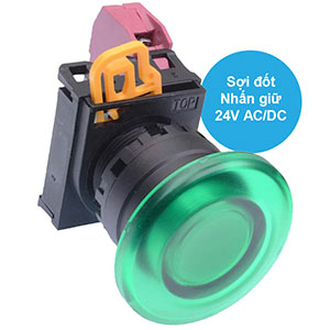 Nút nhấn giữ có đèn IDEC YW1L-A4E01Q7G 24VAC/DC D22 1NC (Xanh)