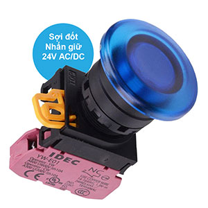 Nút nhấn giữ có đèn IDEC YW1L-A4E01Q7S 24VAC/DC D22 1NC (Xanh)