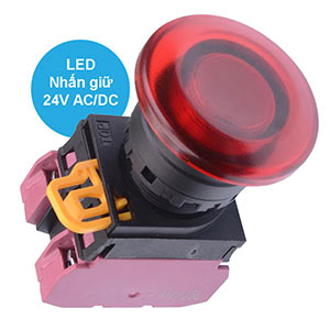 Nút nhấn giữ có đèn IDEC YW1L-A4E02Q4R 24VAC/DC D22 2NC (Đỏ)