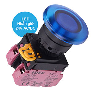 Nút nhấn giữ có đèn IDEC YW1L-A4E02Q4S 24VAC/DC D22 2NC (Xanh)