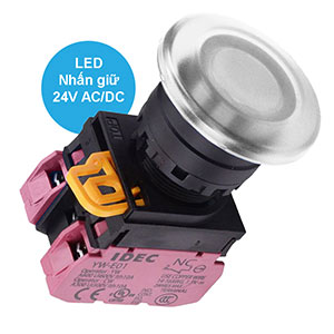 Nút nhấn giữ có đèn IDEC YW1L-A4E02Q4W 24VAC/DC D22 2NC (Trắng)