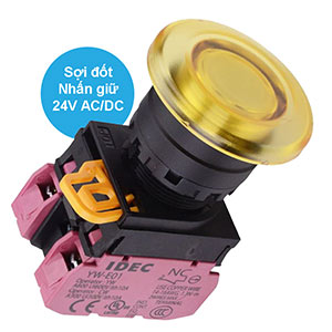 Nút nhấn giữ có đèn IDEC YW1L-A4E02Q7Y 24VAC/DC D22 2NC (Vàng)