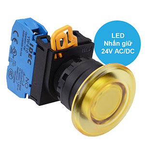 Nút nhấn giữ có đèn IDEC YW1L-A4E10Q4Y 24VAC/DC D22 1NO (Vàng)