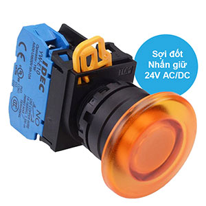 Nút nhấn giữ có đèn IDEC YW1L-A4E10Q7A 24VAC/DC D22 1NO (Hổ phách)