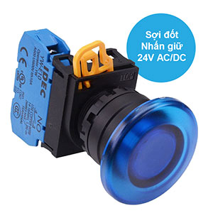 Nút nhấn giữ có đèn IDEC YW1L-A4E10Q7S 24VAC/DC D22 1NO (Xanh)