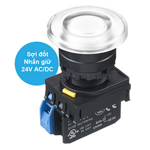 Nút nhấn giữ có đèn IDEC YW1L-A4E10Q7W 24VAC/DC D22 1NO (Trắng)