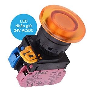 Nút nhấn giữ có đèn IDEC YW1L-A4E11Q4A 24VAC/DC D22 1NO+1NC (Hổ phách)