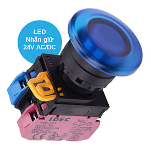 Nút nhấn giữ có đèn IDEC YW1L-A4E11Q4S 24VAC/DC D22 1NO+1NC (Xanh)