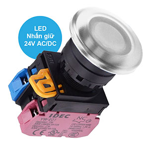 Nút nhấn giữ có đèn IDEC YW1L-A4E11Q4W 24VAC/DC D22 1NO+1NC (Trắng)