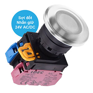 Nút nhấn giữ có đèn IDEC YW1L-A4E11Q7W 24VAC/DC D22 1NO+1NC (Trắng)