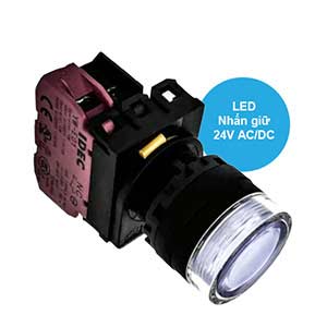 Nút nhấn giữ có đèn IDEC YW1L-AF2E01Q4PW 24VAC/DC D22 1NC (Trắng)