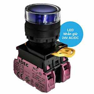 Nút nhấn giữ có đèn IDEC YW1L-AF2E02Q4S 24VAC/DC D22 2NC (Xanh)