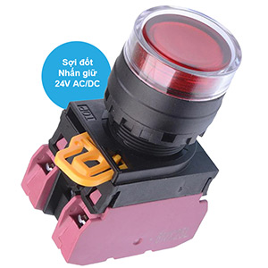 Nút nhấn giữ có đèn IDEC YW1L-AF2E02Q7R 24VAC/DC D22 2NC (Đỏ)
