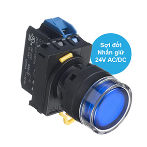 Nút nhấn giữ có đèn IDEC YW1L-AF2E10Q7S 24VAC/DC D22 1NO (Xanh)