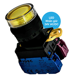 Nút nhấn giữ có đèn IDEC YW1L-AF2E11Q4Y 24VAC/DC D22 1NO+1NC (Vàng)