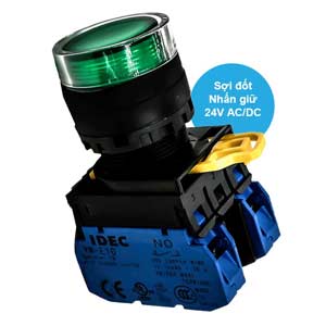 Nút nhấn giữ có đèn IDEC YW1L-AF2E20Q7G 24VAC/DC D22 2NO (Xanh)