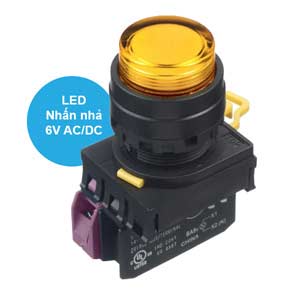 Nút nhấn nhả có đèn IDEC YW1L-M2E01Q2A 6VAC/DC D22 1NC (Hổ phách)