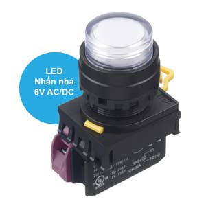 Nút nhấn nhả có đèn IDEC YW1L-M2E01Q2PW 6VAC/DC D22 1NC (Trắng)