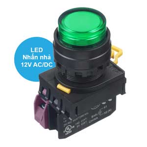 Nút nhấn nhả có đèn IDEC YW1L-M2E01Q3G 12VAC/DC D22 1NC (Xanh)