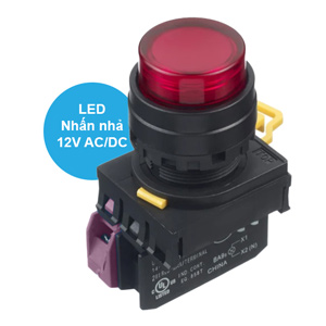 Nút nhấn nhả có đèn IDEC YW1L-M2E01Q3R 12VAC/DC D22 1NC (Đỏ)