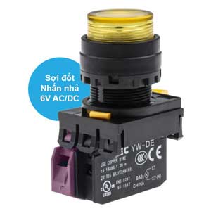 Nút nhấn nhả có đèn IDEC YW1L-M2E01Q5Y 6VAC/DC D22 1NC (Vàng)