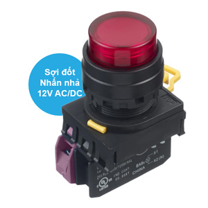 Nút nhấn nhả có đèn IDEC YW1L-M2E01Q6R 12VAC/DC D22 1NC (Đỏ)