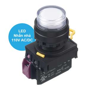 Nút nhấn nhả có đèn IDEC YW1L-M2E01QHPW 110VAC D22 1NC (Trắng)