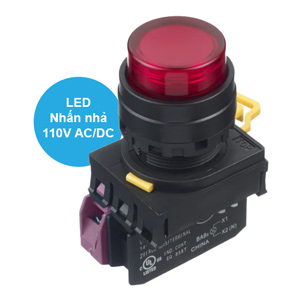 Nút nhấn nhả có đèn IDEC YW1L-M2E01QHR 110VAC D22 1NC (Đỏ)
