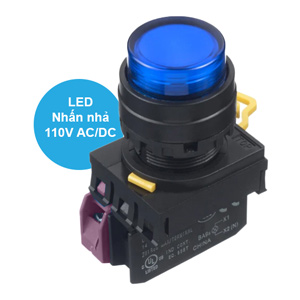 Nút nhấn nhả có đèn IDEC YW1L-M2E01QHS 110VAC D22 1NC (Xanh)