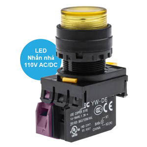 Nút nhấn nhả có đèn IDEC YW1L-M2E01QHY 110VAC D22 1NC (Vàng)