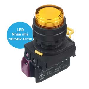 Nút nhấn nhả có đèn IDEC YW1L-M2E01QM3A 220VAC D22 1NC (Hổ phách)