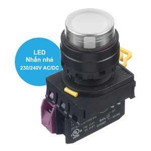 Nút nhấn nhả có đèn IDEC YW1L-M2E01QM3W 220VAC D22 1NC (Trắng)